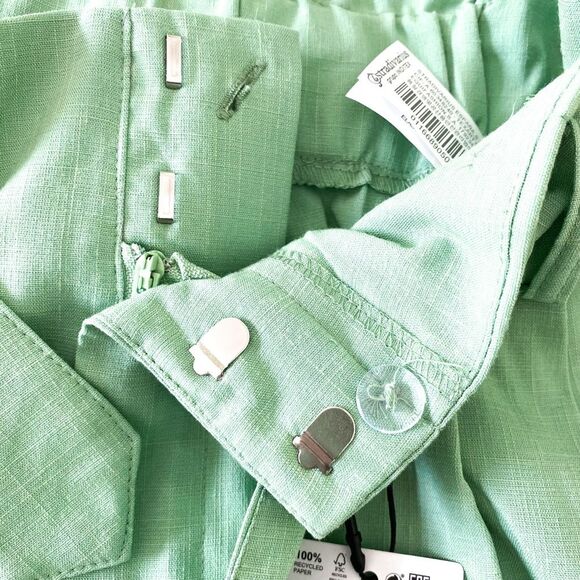 Stradivarius Asos Green Mid Rise Belted Wide Leg Slacks Size Medium - Picture 7 of 11